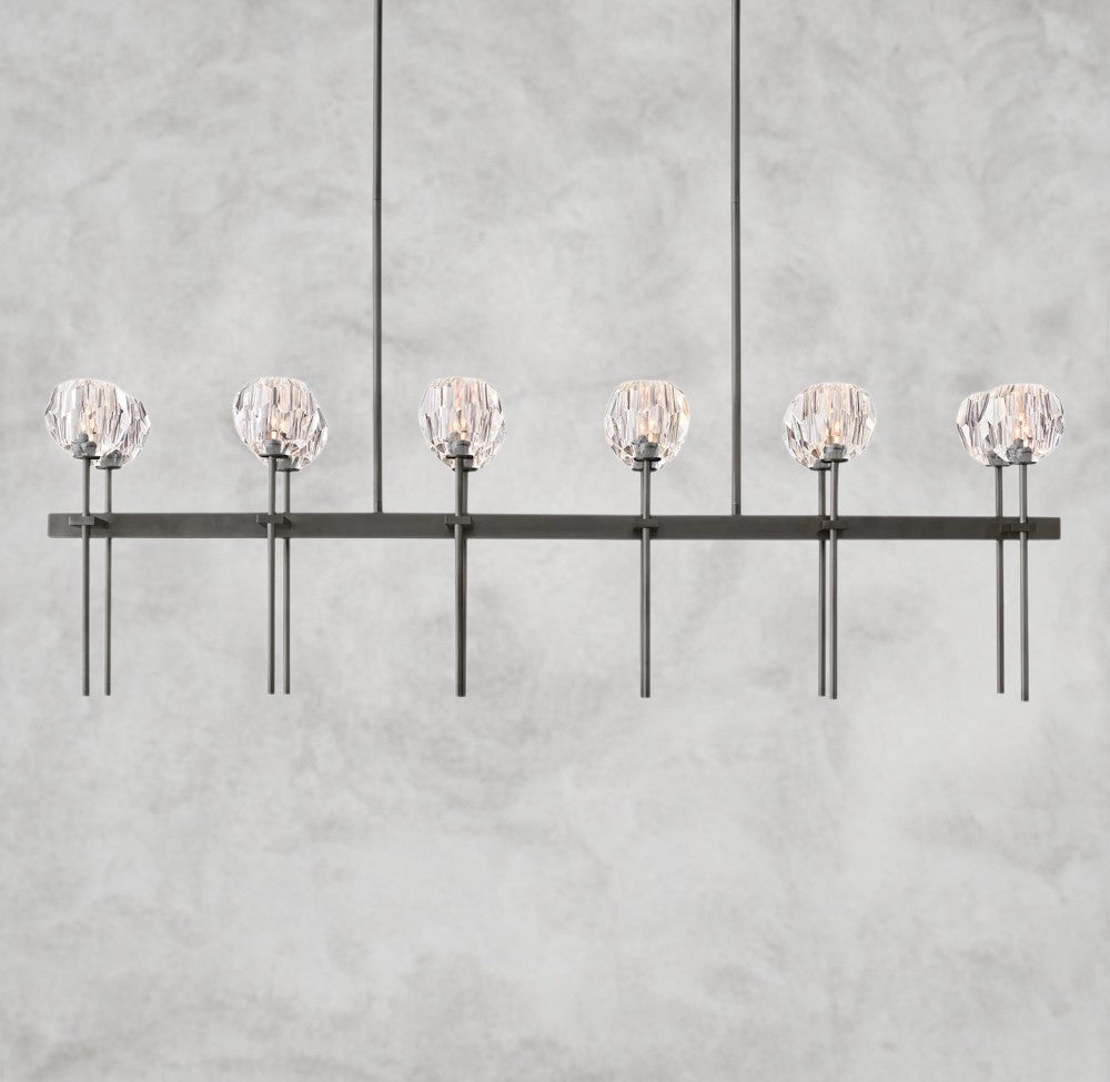 Boule De Cristal Double Linear Chandelier 60"